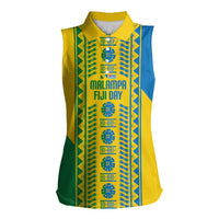 Malampa Fiji Day Women Sleeveless Polo Shirt 10 October Together We Grow Tapa Motifs
