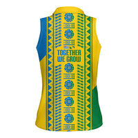 Malampa Fiji Day Women Sleeveless Polo Shirt 10 October Together We Grow Tapa Motifs