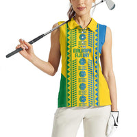 Malampa Fiji Day Women Sleeveless Polo Shirt 10 October Together We Grow Tapa Motifs