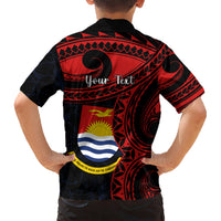 Personalised Kiribati Human Rights Day Hawaiian Shirt Coat Of Arms With Polynesian Tropical Flowers LT14 - Polynesian Pride