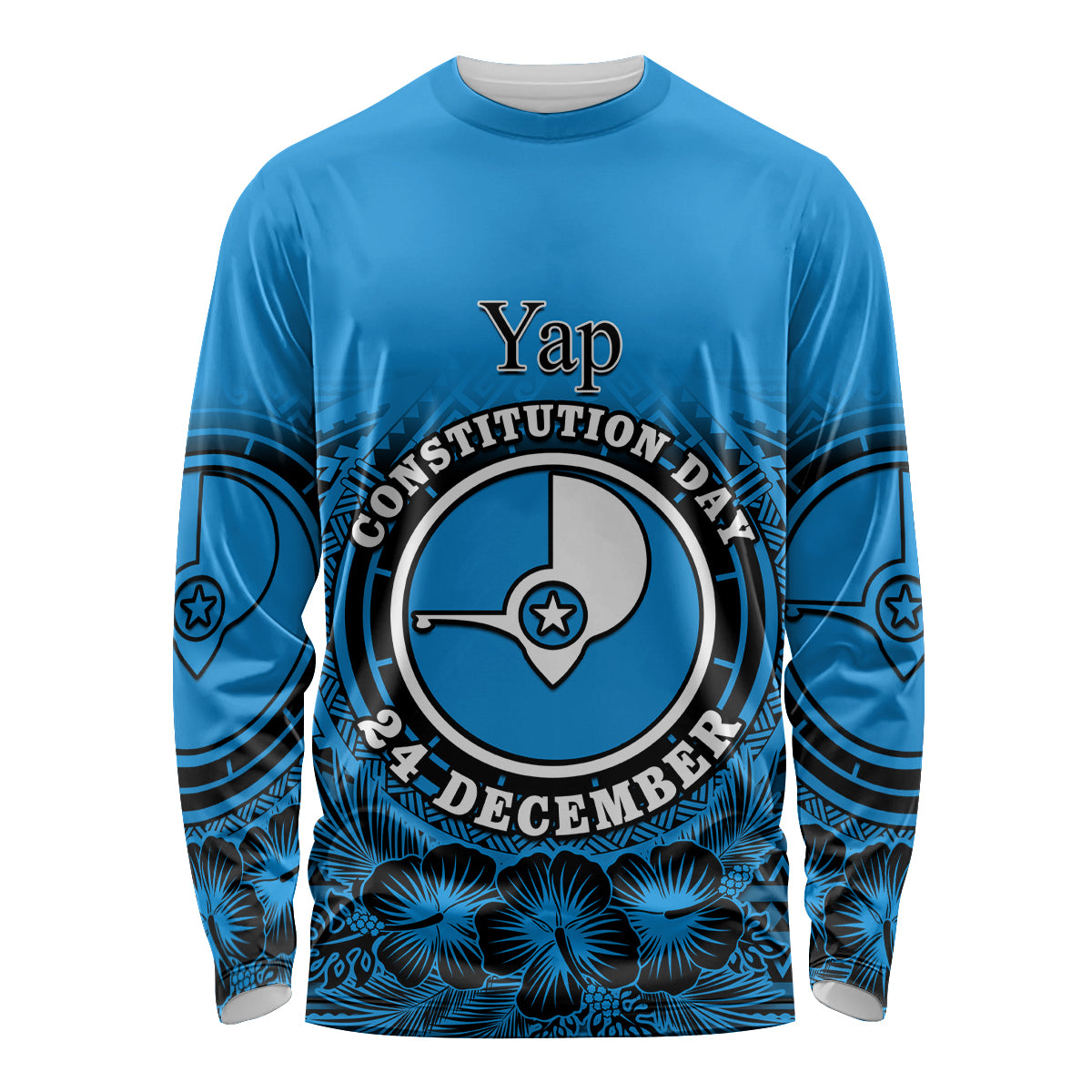 Personalised Yap Constitution Day Long Sleeve Shirt FSM Seal Happy 24 December LT14 Unisex Blue - Polynesian Pride