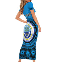 Personalised Yap Constitution Day Short Sleeve Bodycon Dress FSM Seal Happy 24 December LT14 - Polynesian Pride