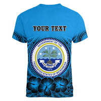 Personalised Yap Constitution Day Women V Neck T Shirt FSM Seal Happy 24 December LT14 - Polynesian Pride
