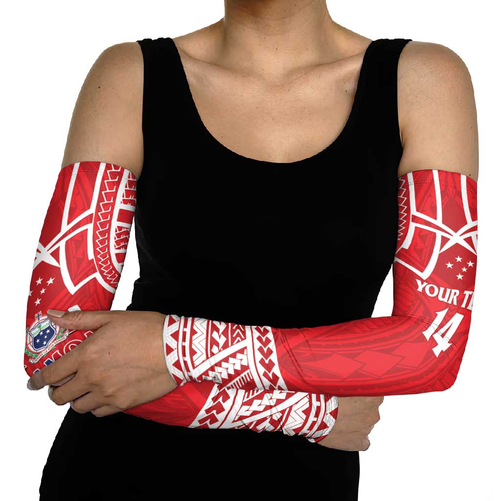 Samoa Rugby Custom Arm Sleeves Toa Samoa Pacific Sporty Red - Polynesian Pride