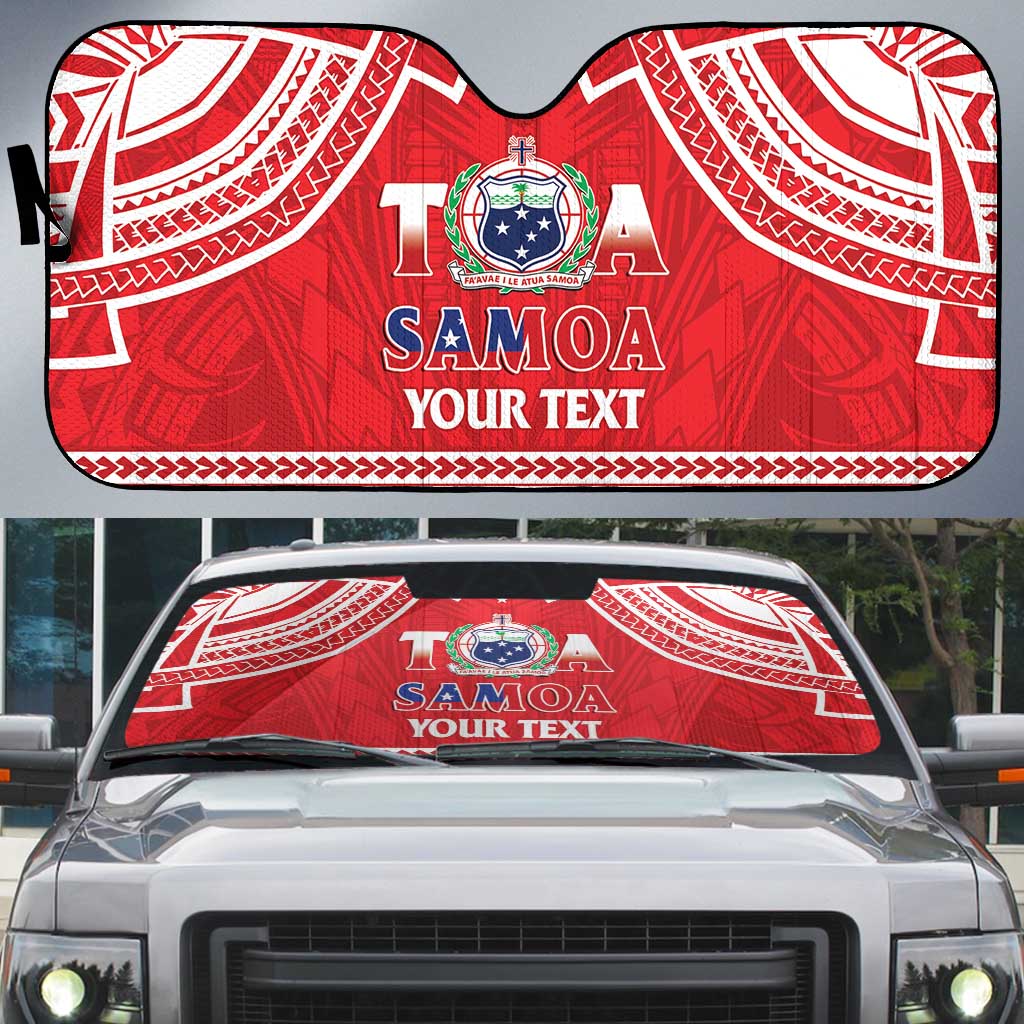 Samoa Rugby Custom Auto Sun Shade Toa Samoa Pacific Sporty Red - Polynesian Pride