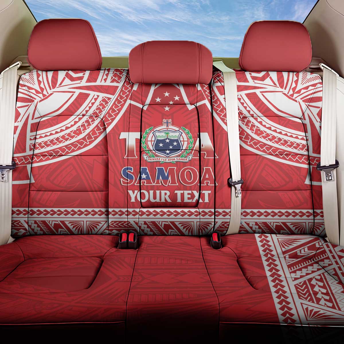 Samoa Rugby Custom Back Car Seat Cover Toa Samoa Pacific Sporty Red - Polynesian Pride