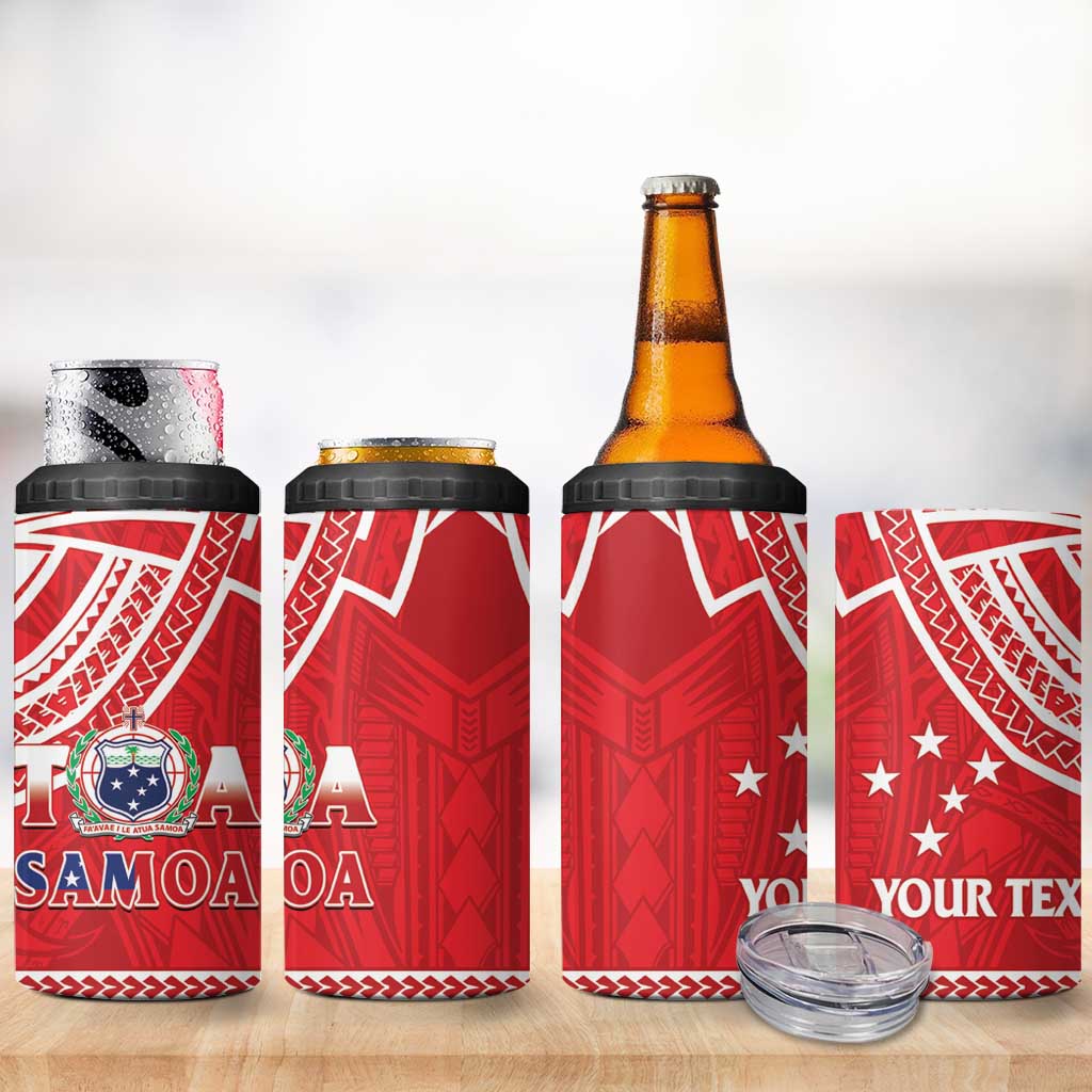 Samoa Rugby Custom 4 in 1 Can Cooler Tumbler Toa Samoa Pacific Sporty Red - Polynesian Pride