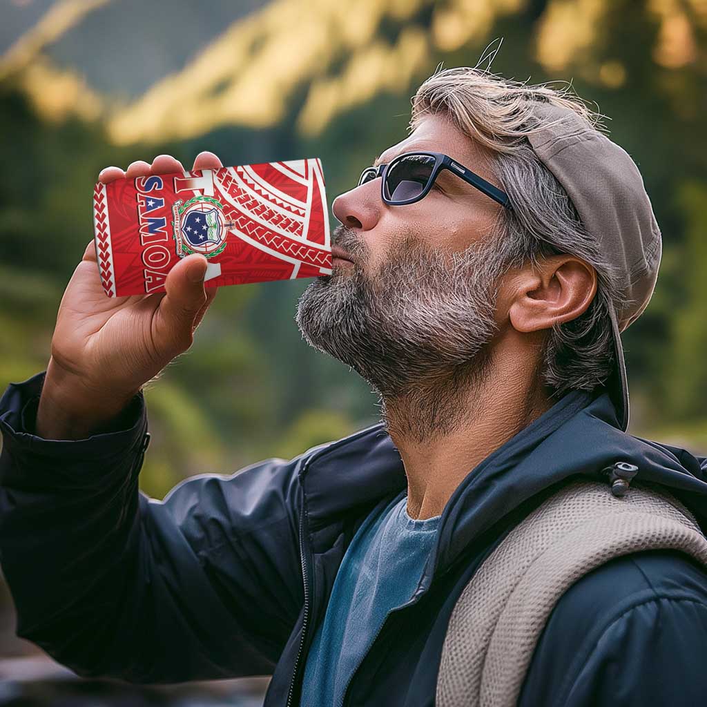 Samoa Rugby Custom 4 in 1 Can Cooler Tumbler Toa Samoa Pacific Sporty Red - Polynesian Pride