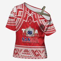 Samoa Rugby Custom Cross Shoulder Shirt Toa Samoa Pacific Sporty Red - Polynesian Pride