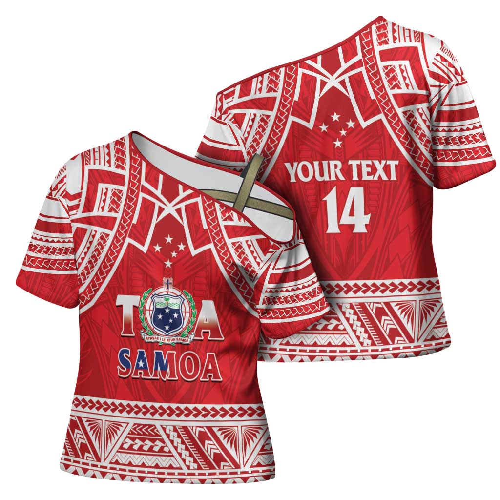 Samoa Rugby Custom Cross Shoulder Shirt Toa Samoa Pacific Sporty Red - Polynesian Pride