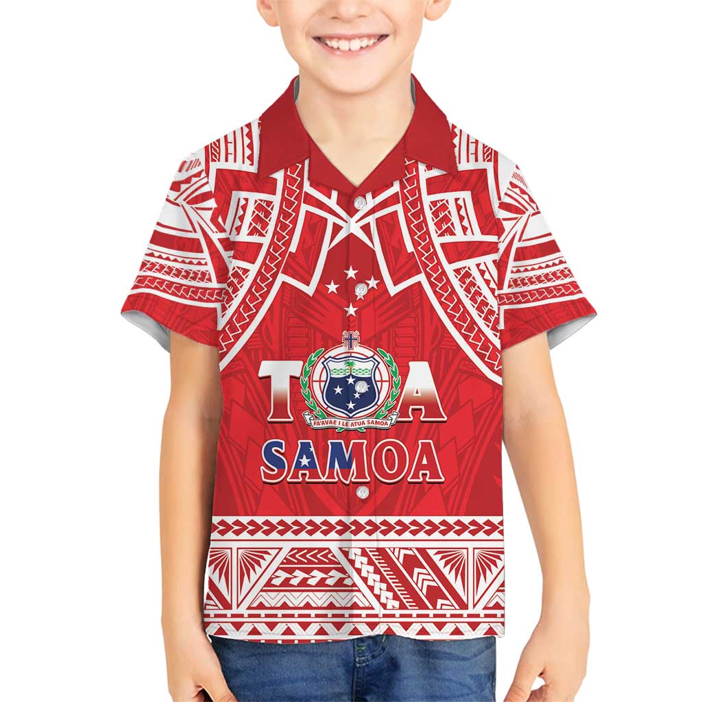 Samoa Rugby Custom Family Matching Puletasi and Hawaiian Shirt Toa Samoa Pacific Sporty Red - Polynesian Pride