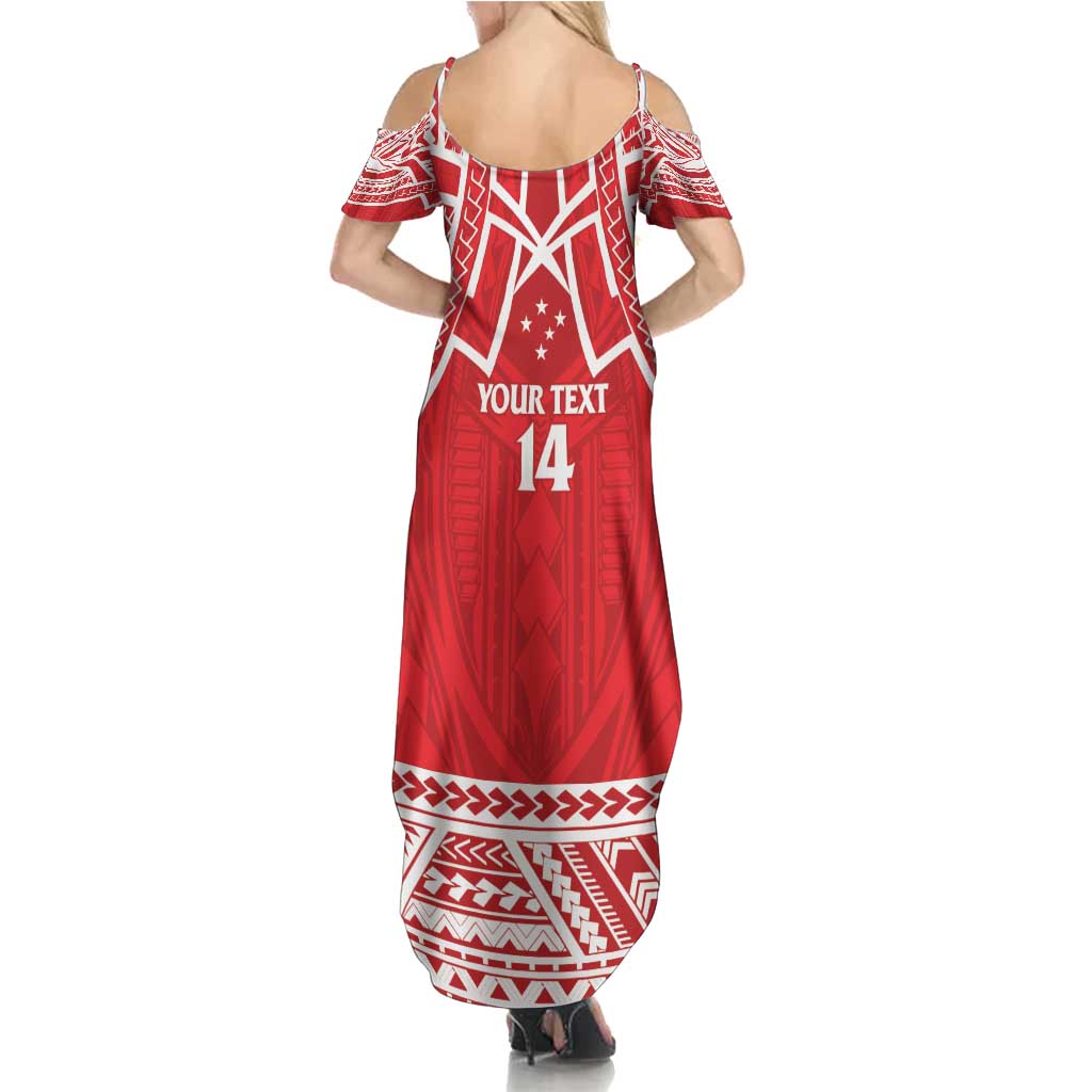 Samoa Rugby Custom Family Matching Summer Maxi Dress and Hawaiian Shirt Toa Samoa Pacific Sporty Red - Polynesian Pride