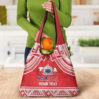 Samoa Rugby Custom Grocery Bag Toa Samoa Pacific Sporty Red - Polynesian Pride