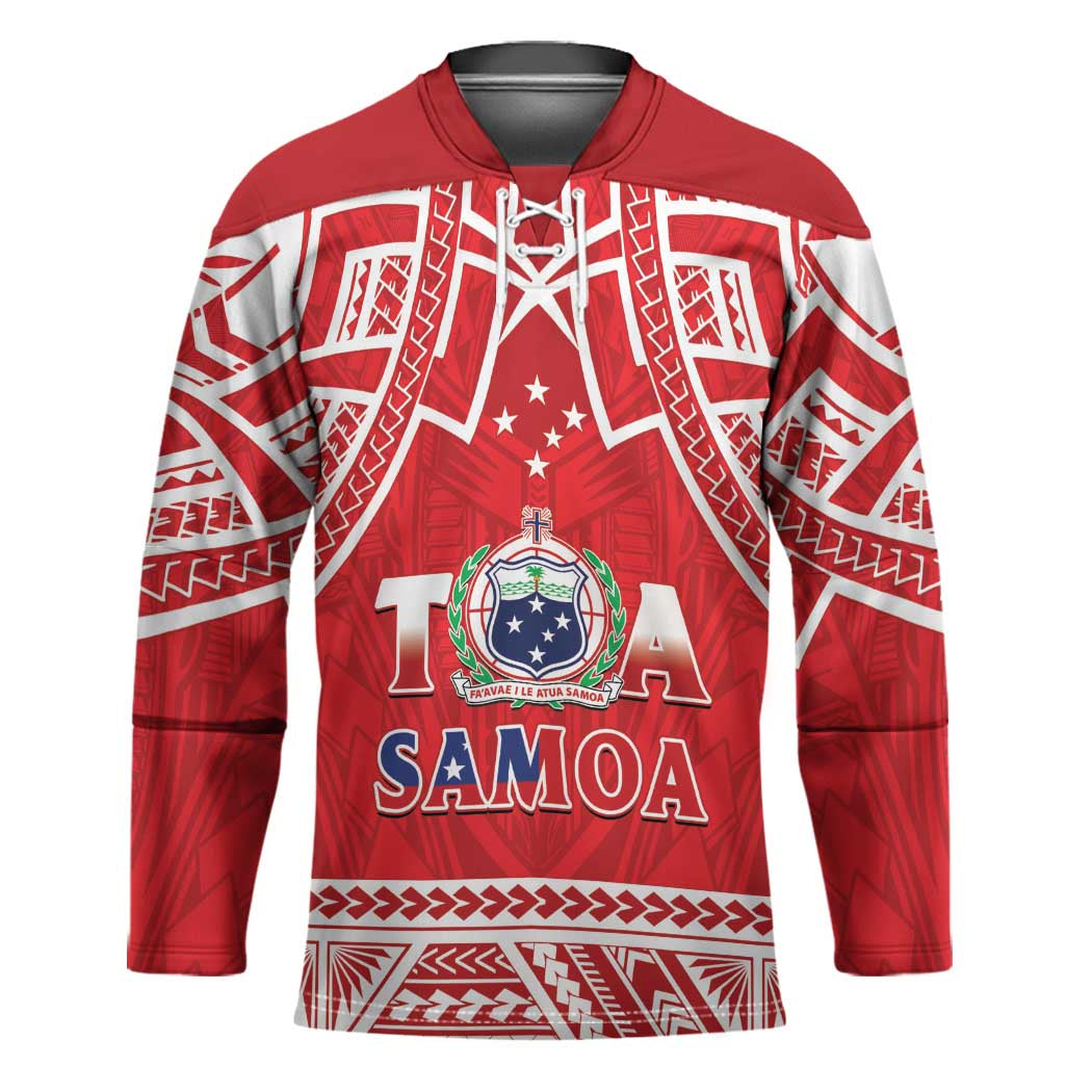 Samoa Rugby Custom Hockey Jersey Toa Samoa Pacific Sporty Red - Polynesian Pride