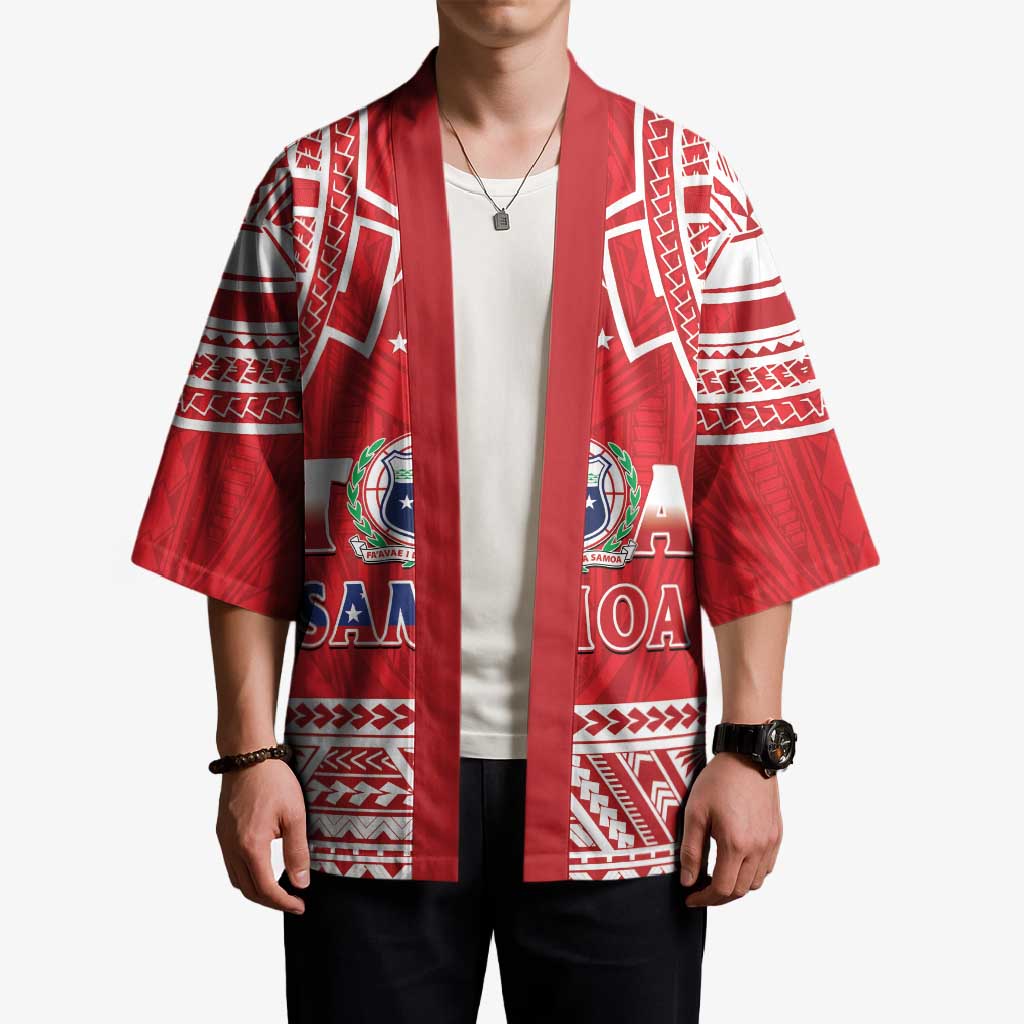 Samoa Rugby Custom Kimono Toa Samoa Pacific Sporty Red - Polynesian Pride