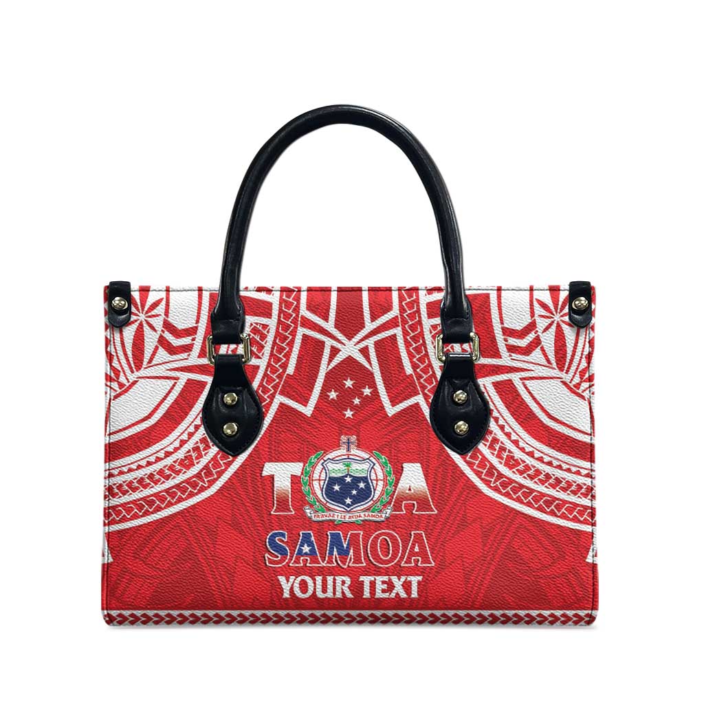 Samoa Rugby Custom Leather Bag Toa Samoa Pacific Sporty Red - Polynesian Pride