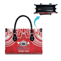 Samoa Rugby Custom Leather Bag Toa Samoa Pacific Sporty Red - Polynesian Pride