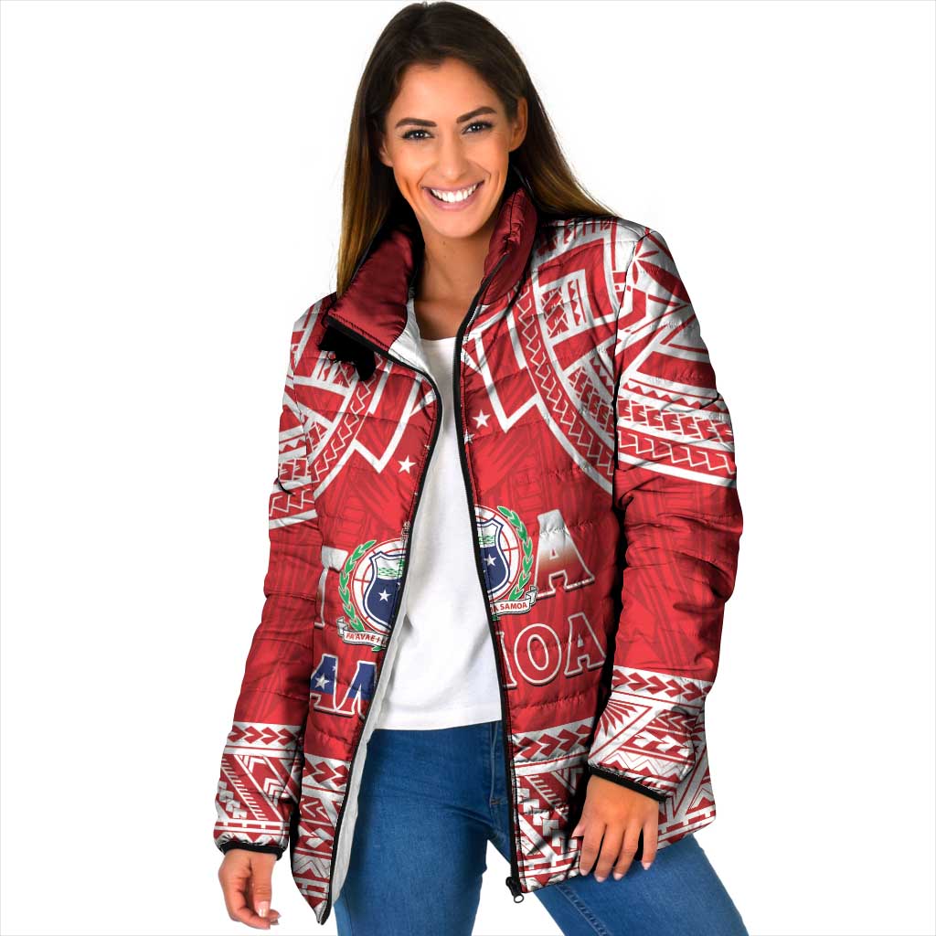 Samoa Rugby Custom Padded Jacket Toa Samoa Pacific Sporty Red - Polynesian Pride