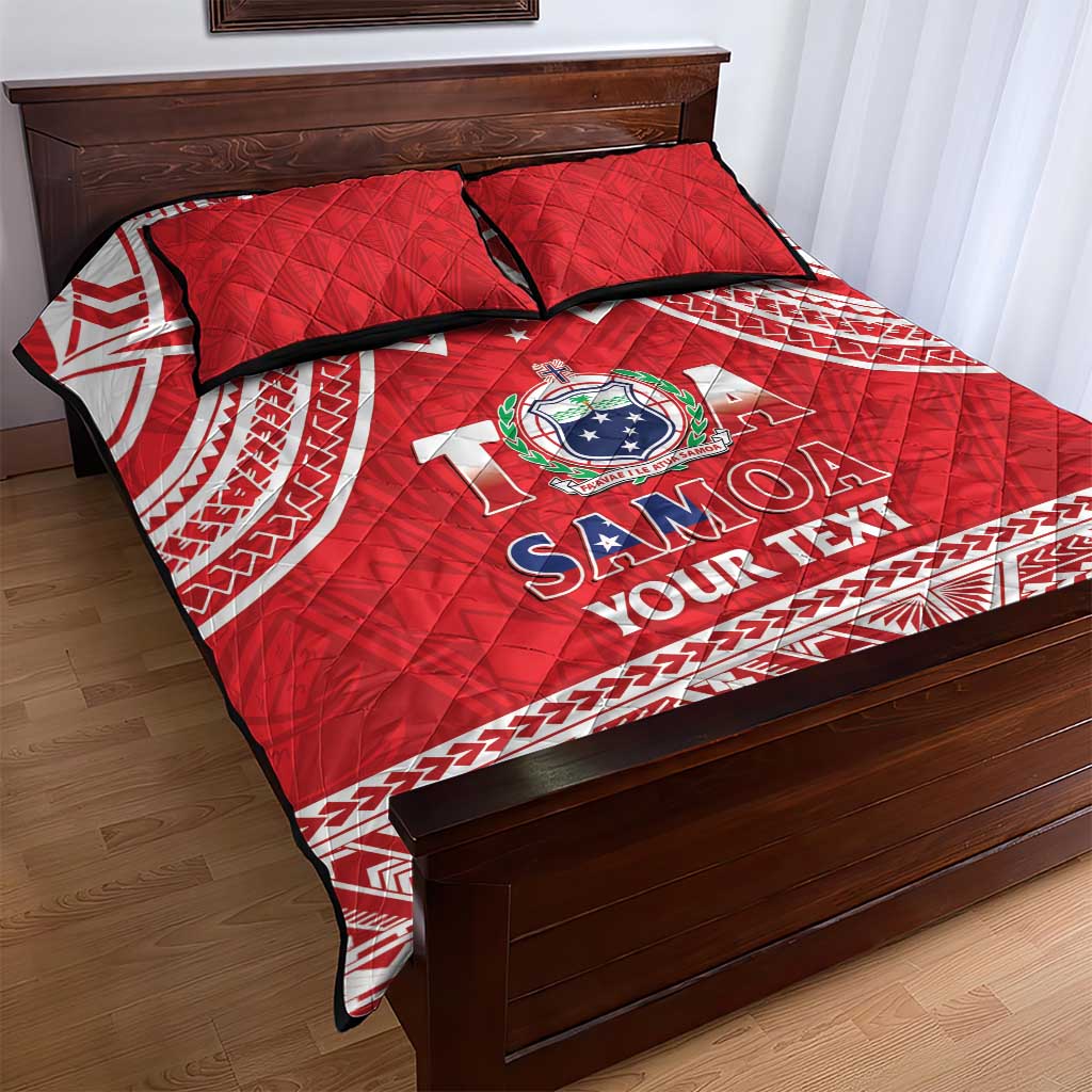 Samoa Rugby Custom Quilt Bed Set Toa Samoa Pacific Sporty Red - Polynesian Pride