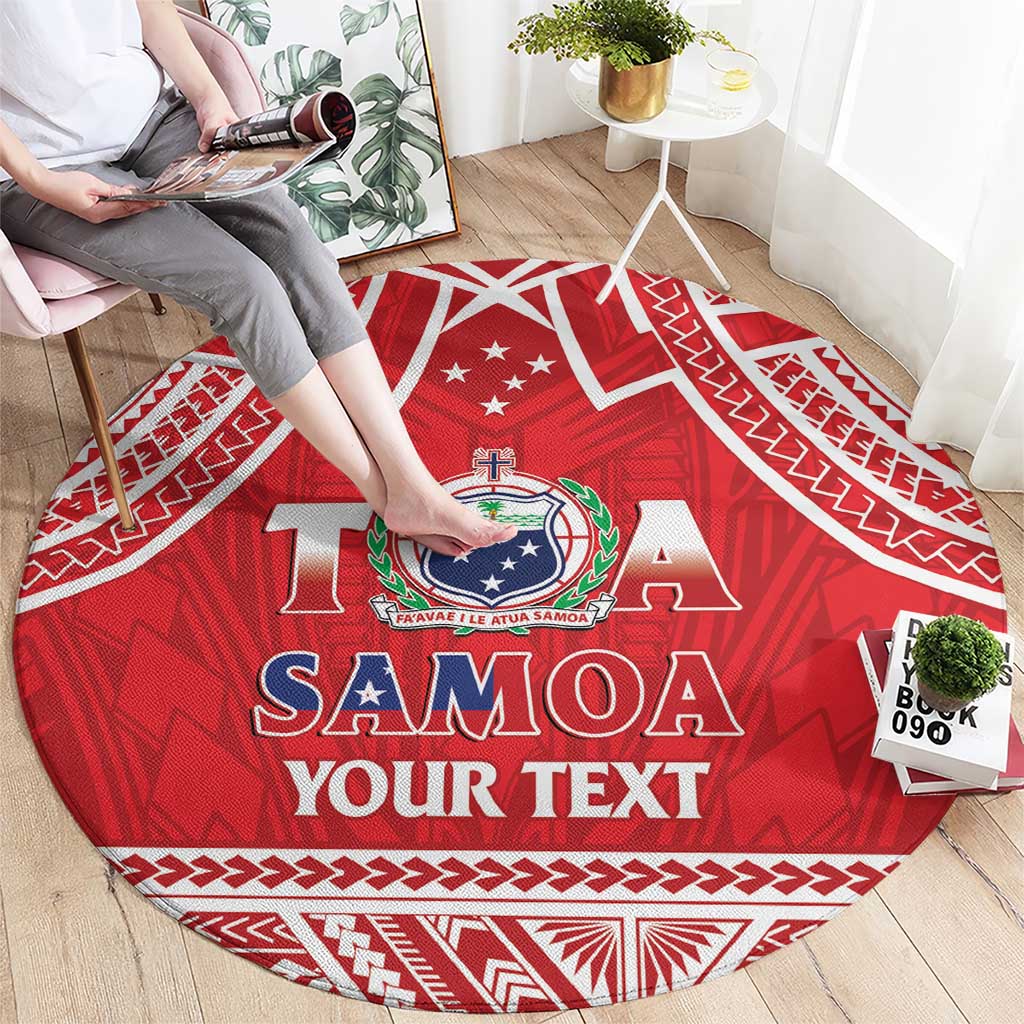 Samoa Rugby Custom Round Carpet Toa Samoa Pacific Sporty Red - Polynesian Pride