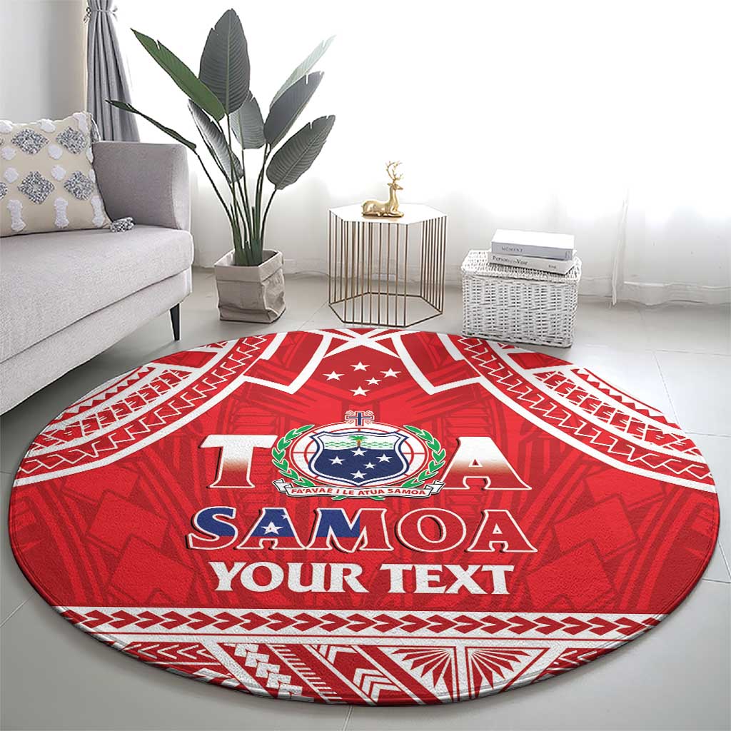 Samoa Rugby Custom Round Carpet Toa Samoa Pacific Sporty Red - Polynesian Pride