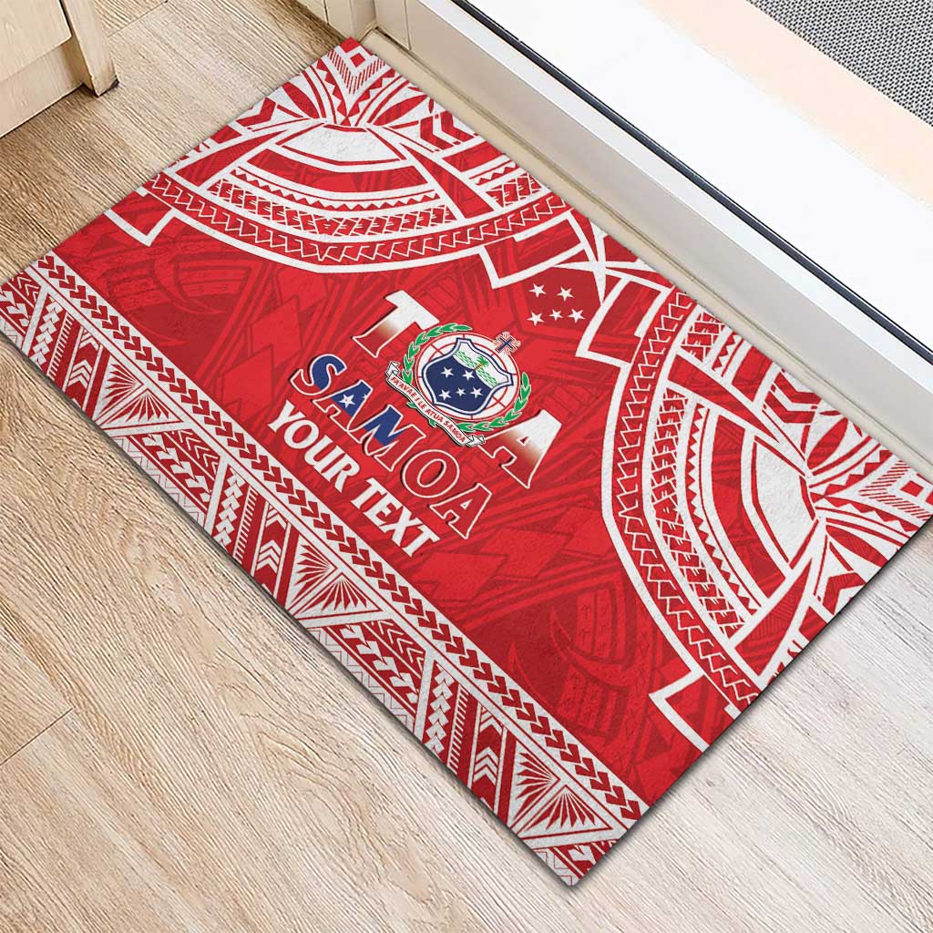Samoa Rugby Custom Rubber Doormat Toa Samoa Pacific Sporty Red - Polynesian Pride