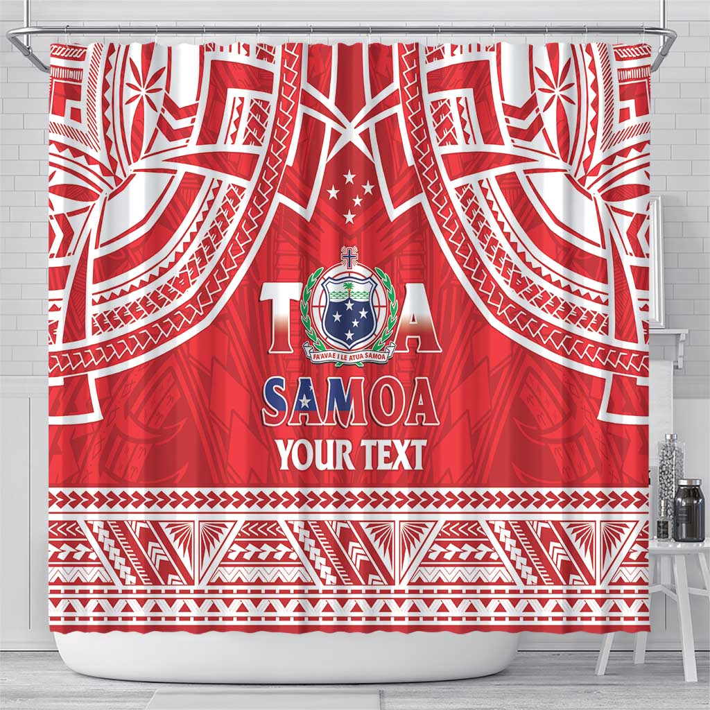 Samoa Rugby Custom Shower Curtain Toa Samoa Pacific Sporty Red - Polynesian Pride