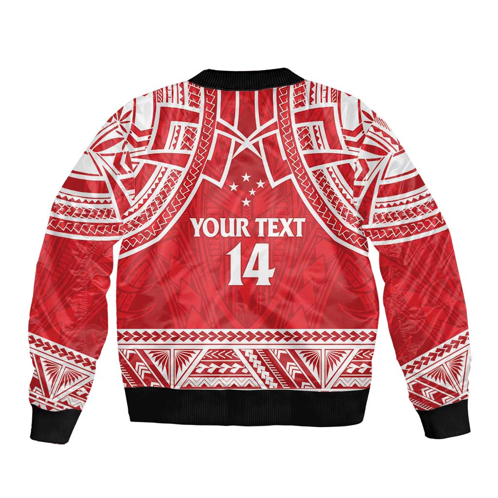 Samoa Rugby Custom Sleeve Zip Bomber Jacket Toa Samoa Pacific Sporty Red - Polynesian Pride