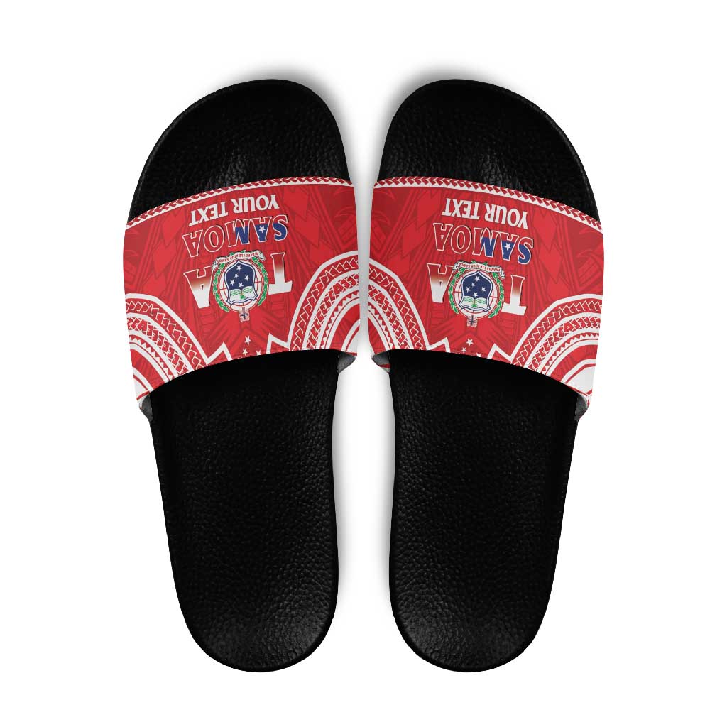 Samoa Rugby Custom Slide Sandals Toa Samoa Pacific Sporty Red - Polynesian Pride
