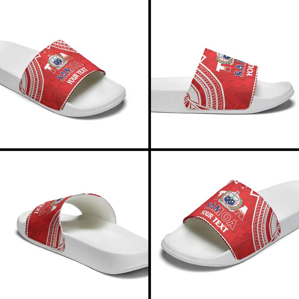 Samoa Rugby Custom Slide Sandals Toa Samoa Pacific Sporty Red - Polynesian Pride