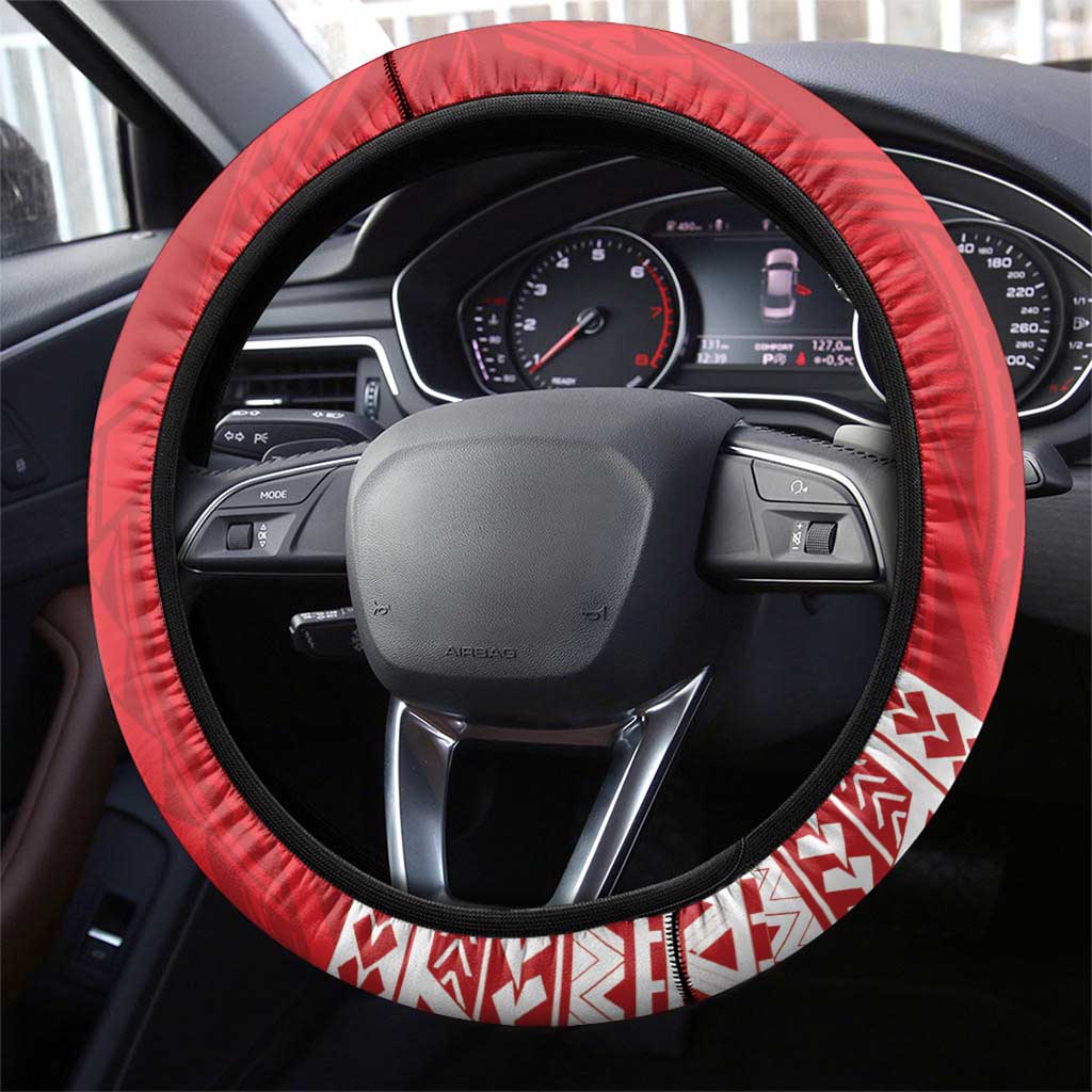 Samoa Rugby Steering Wheel Cover Toa Samoa Pacific Sporty Red - Polynesian Pride