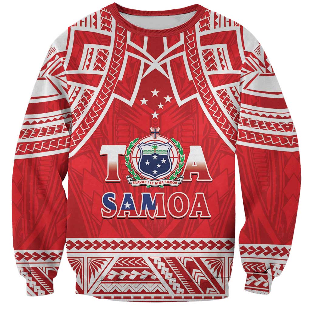 Samoa Rugby Custom Sweatshirt Toa Samoa Pacific Sporty Red - Polynesian Pride