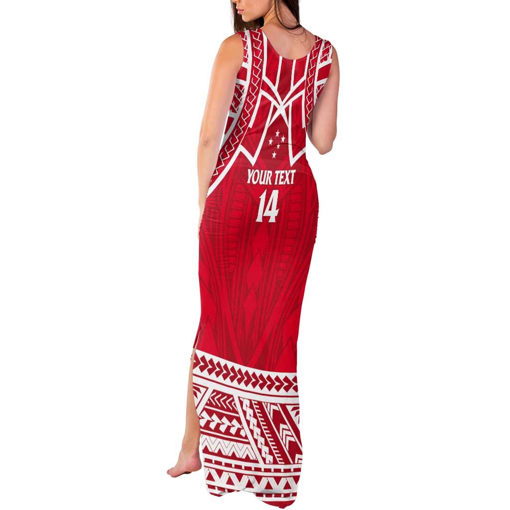 Samoa Rugby Custom Tank Maxi Dress Toa Samoa Pacific Sporty Red - Polynesian Pride