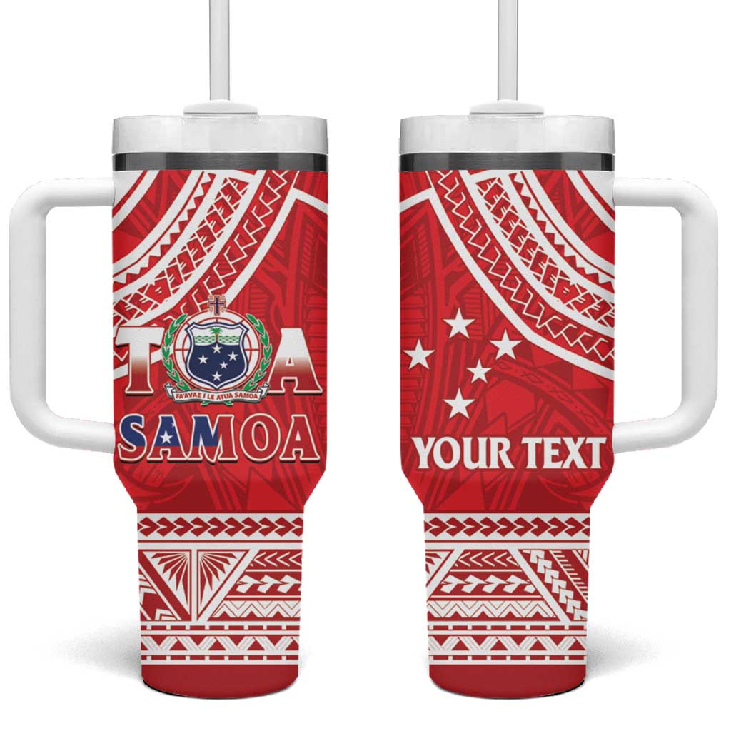 Samoa Rugby Custom Tumbler With Handle Toa Samoa Pacific Sporty Red - Polynesian Pride
