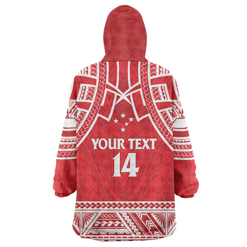 Samoa Rugby Custom Wearable Blanket Hoodie Toa Samoa Pacific Sporty Red - Polynesian Pride