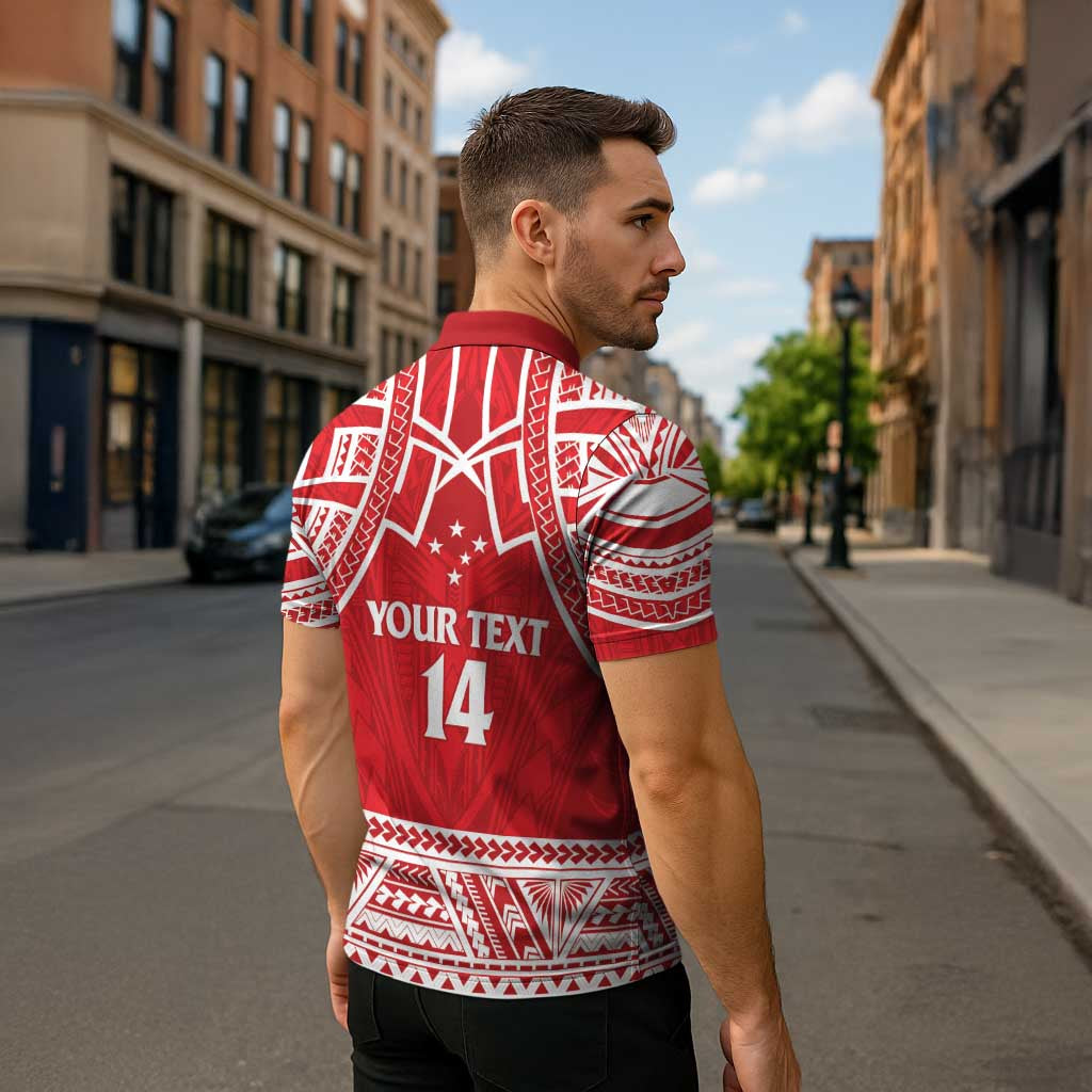 Samoa Rugby Custom Zipper Polo Shirt Toa Samoa Pacific Sporty Red - Polynesian Pride