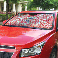 Toa Samoa Rugby Custom Auto Sun Shade Samoa mo Samoa Polynesian Pacific Red - Polynesian Pride