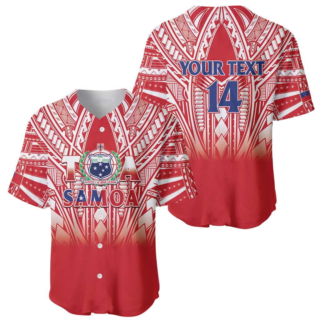Toa Samoa Rugby Custom Baseball Jersey Samoa mo Samoa Polynesian Pacific Red - Polynesian Pride