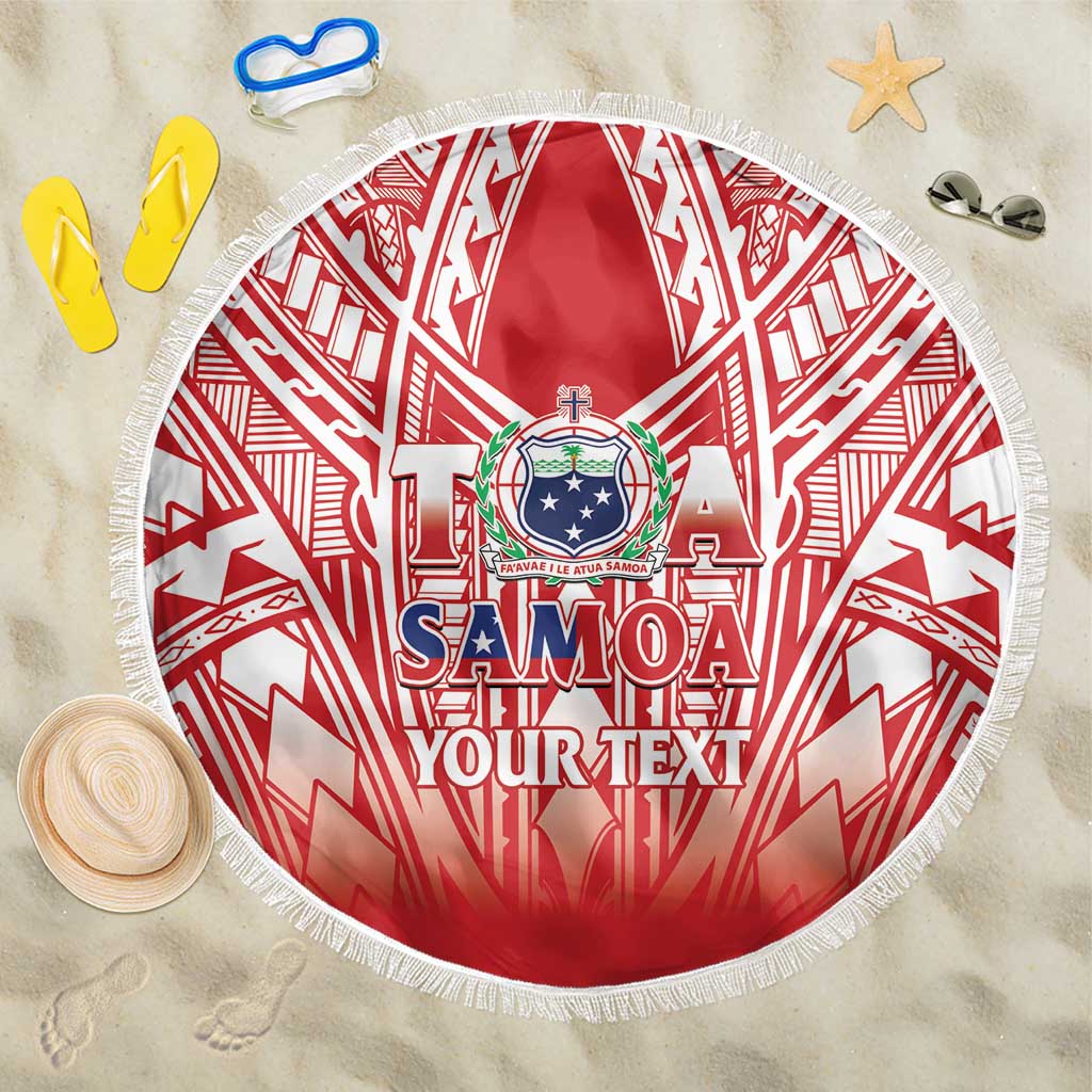 Toa Samoa Rugby Custom Beach Blanket Samoa mo Samoa Polynesian Pacific Red - Polynesian Pride