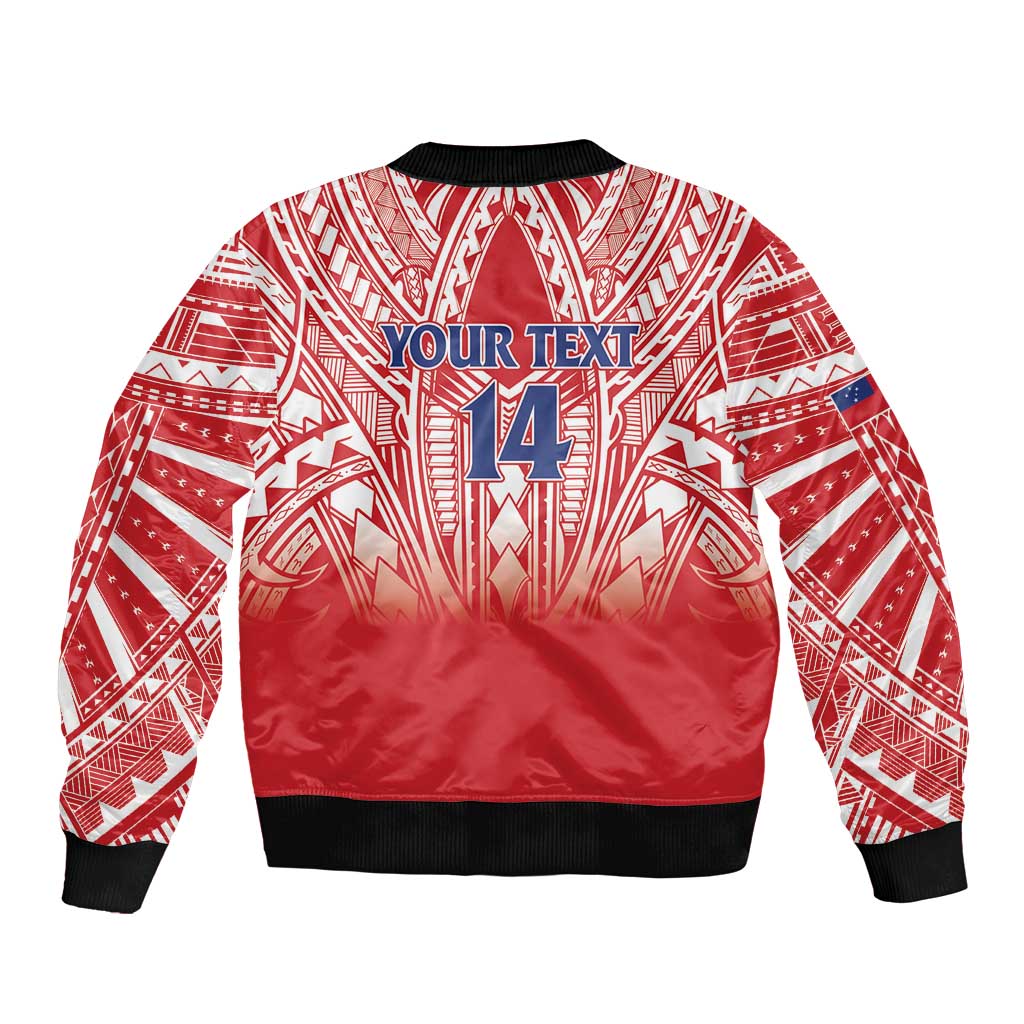 Toa Samoa Rugby Custom Bomber Jacket Samoa mo Samoa Polynesian Pacific Red - Polynesian Pride