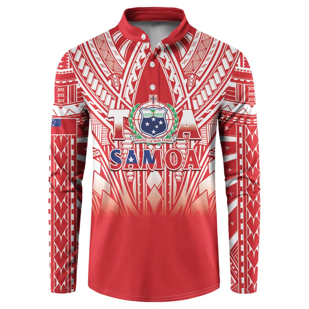 Toa Samoa Rugby Custom Button Sweatshirt Samoa mo Samoa Polynesian Pacific Red - Polynesian Pride