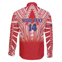 Toa Samoa Rugby Custom Family Matching Off The Shoulder Long Sleeve Dress and Hawaiian Shirt Samoa mo Samoa Polynesian Pacific Red - Polynesian Pride