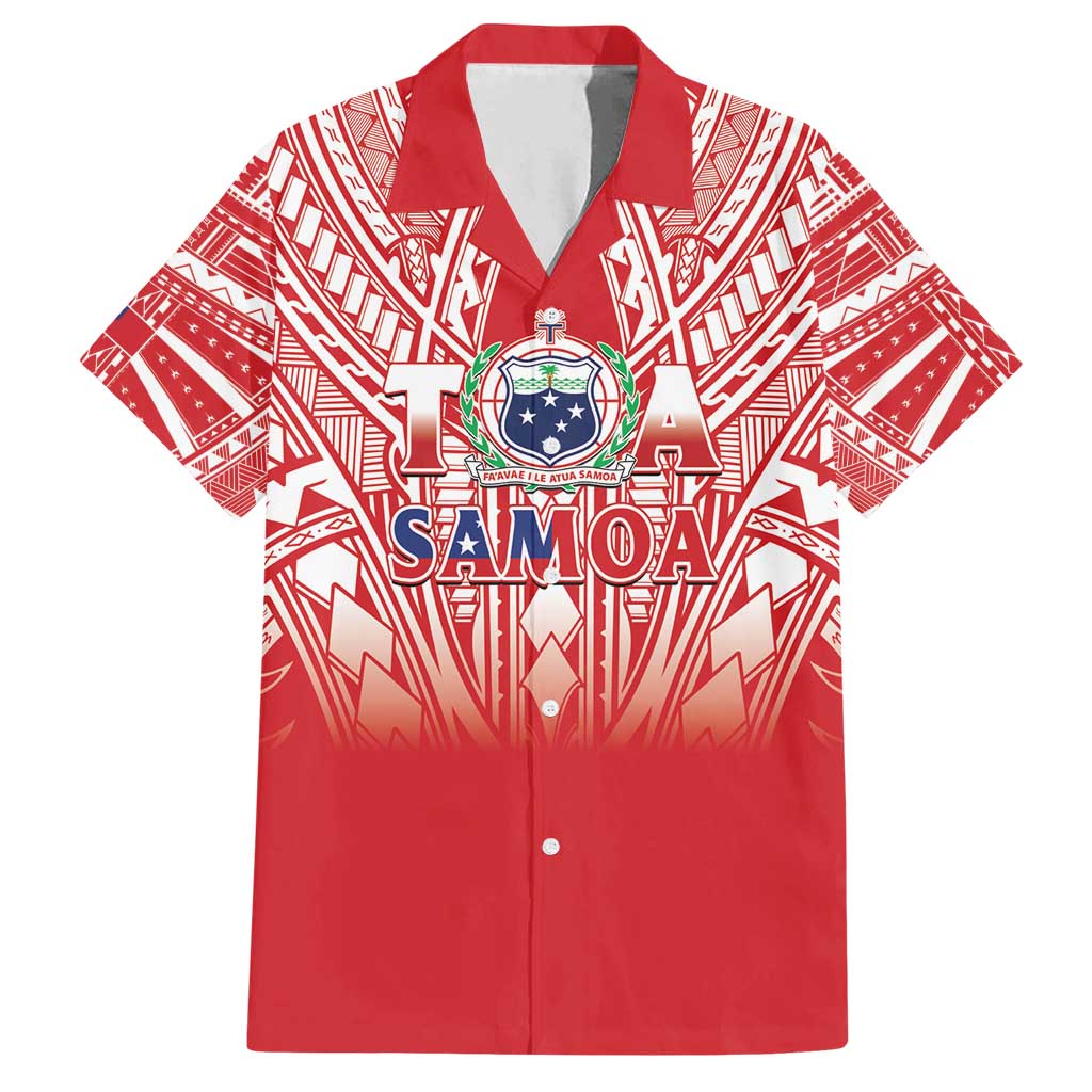 Toa Samoa Rugby Custom Family Matching Off Shoulder Maxi Dress and Hawaiian Shirt Samoa mo Samoa Polynesian Pacific Red - Polynesian Pride
