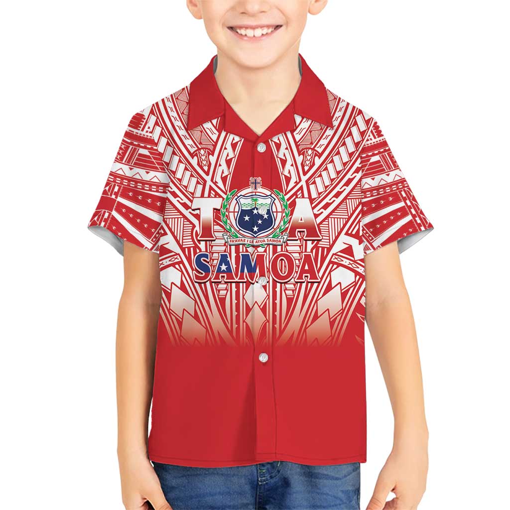 Toa Samoa Rugby Custom Family Matching Off Shoulder Short Dress and Hawaiian Shirt Samoa mo Samoa Polynesian Pacific Red - Polynesian Pride
