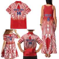 Toa Samoa Rugby Custom Family Matching Tank Maxi Dress and Hawaiian Shirt Samoa mo Samoa Polynesian Pacific Red - Polynesian Pride