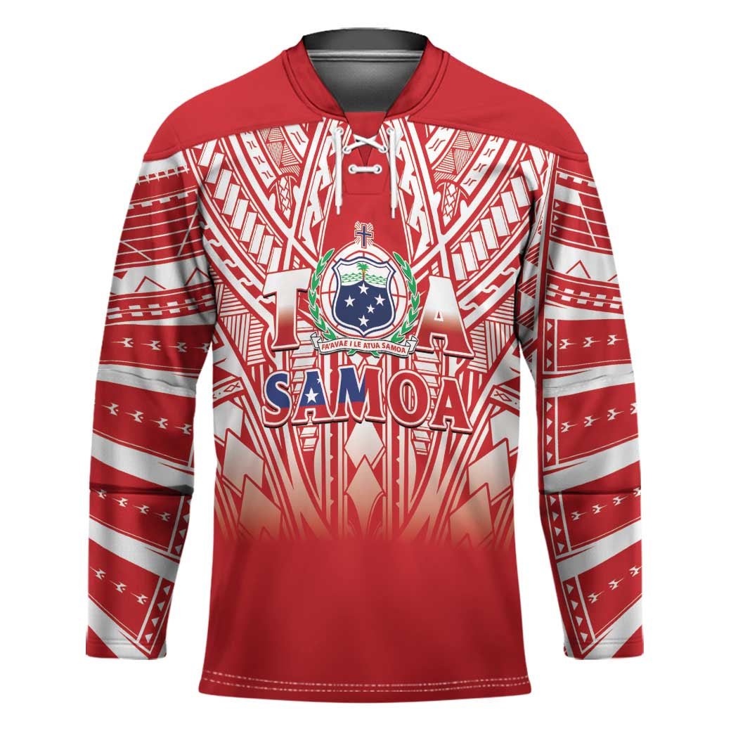 Toa Samoa Rugby Custom Hockey Jersey Samoa mo Samoa Polynesian Pacific Red - Polynesian Pride