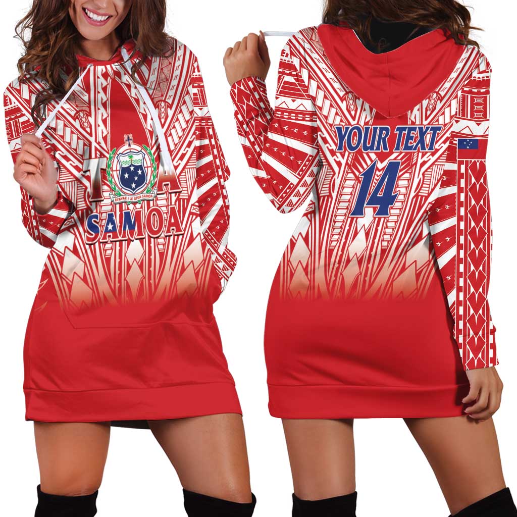 Toa Samoa Rugby Custom Hoodie Dress Samoa mo Samoa Polynesian Pacific Red - Polynesian Pride