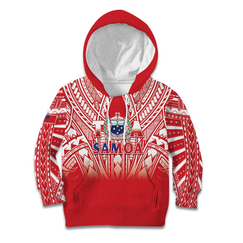 Toa Samoa Rugby Custom Kid Hoodie Samoa mo Samoa Polynesian Pacific Red - Polynesian Pride
