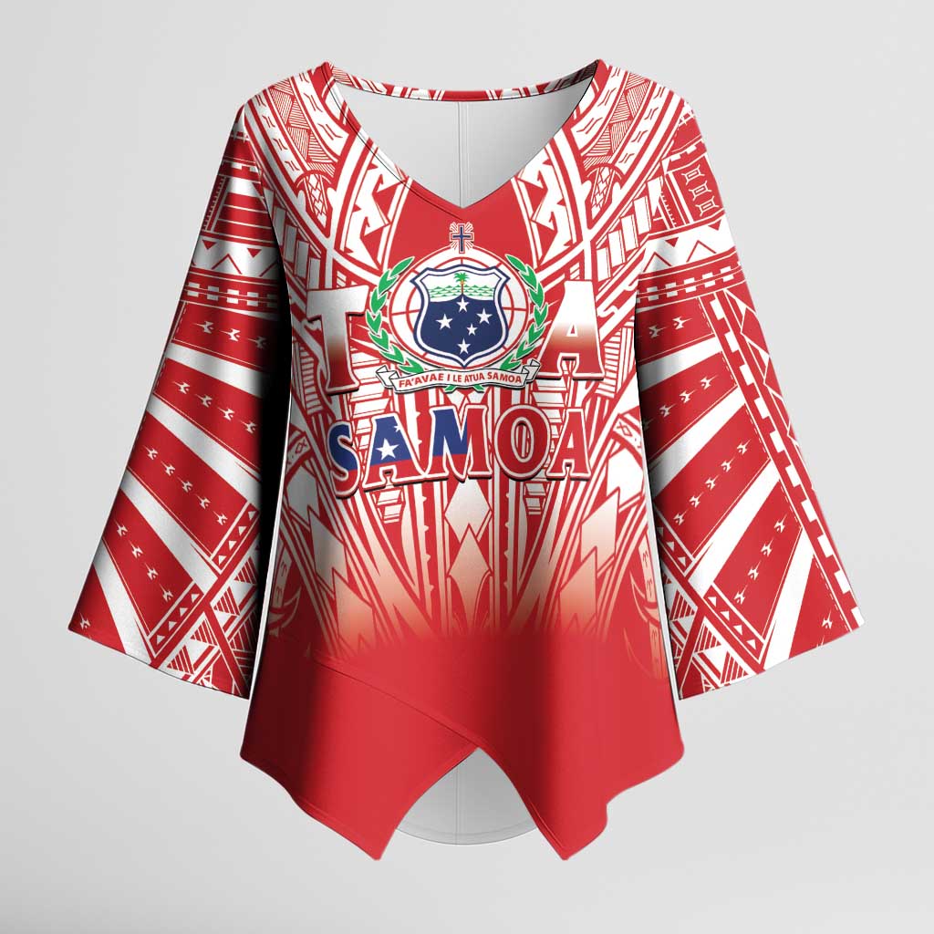 Toa Samoa Rugby Custom Kimono Sleeve Blouse Samoa mo Samoa Polynesian Pacific Red - Polynesian Pride