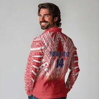 Toa Samoa Rugby Custom Long Sleeve Polo Shirt Samoa mo Samoa Polynesian Pacific Red - Polynesian Pride